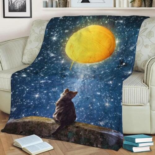 A Yarn of Moon Flannel Throw Blanket 3D Printed Keep Warm Sofa Child Blanket Home Decor Textiles Dream Family Gift