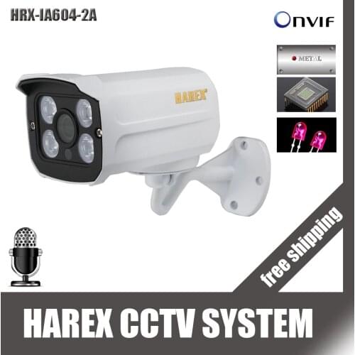HI3516C+Sony IMX323 / OV2710 HD 1080P Audio with microphone Array leds Outdoor Night Vision Plug and Play Bullet IP ONVIF Camera