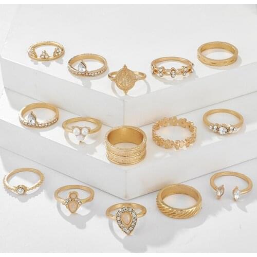 Rings For Women Antique Geometric Lotus Boho Ring Set Bohemian Indian Jewelry Drop Shipping 2018