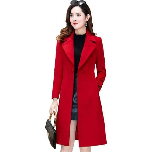 Jacket female 2020 autumn winter woolan coat woman woolen windbreaker Jackets medium long wool overcoat women mother tops