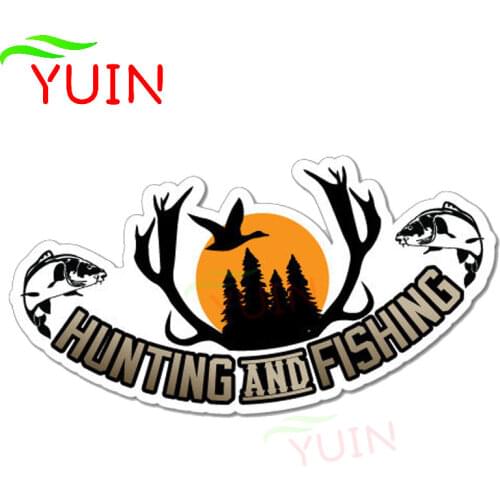 Personality Funny Hunting And Fishing Car Sticker Fashion Accessories PVC Bumper Decoration Waterproof High Quality Decal 15*8cm