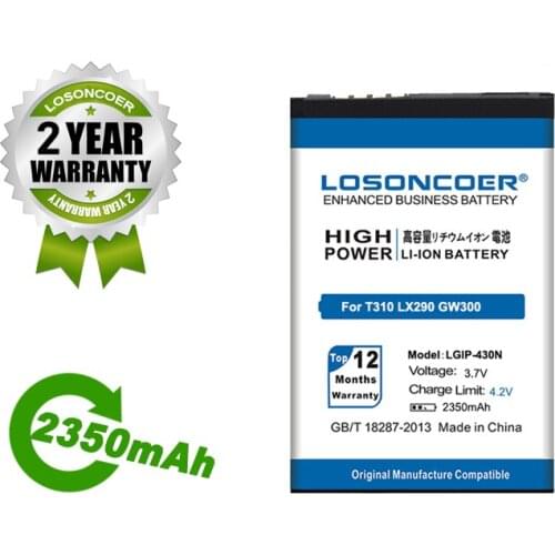 LOSONCOER Battery 2350mAh LGIP-430N For LG Cookie T310 LX290 LX370 LN240 T310i T320 GS290 GW300 C300 GM360 Battery