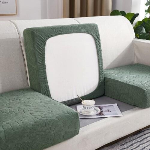 Terry Jacquard Sofa Seat Cushion Covers For Living Room Couch Sitting Mattress Slipcover Furniture Protector Solid Color Elastic