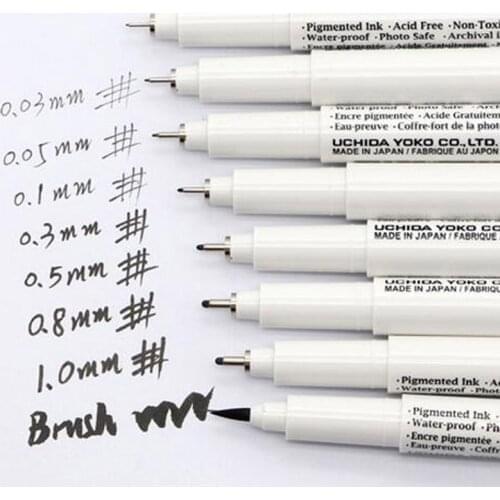 Marvy liner black brush fine line drawing pen marker grey permanent graffiti marker brown tone micron fineliner felt tip pen set