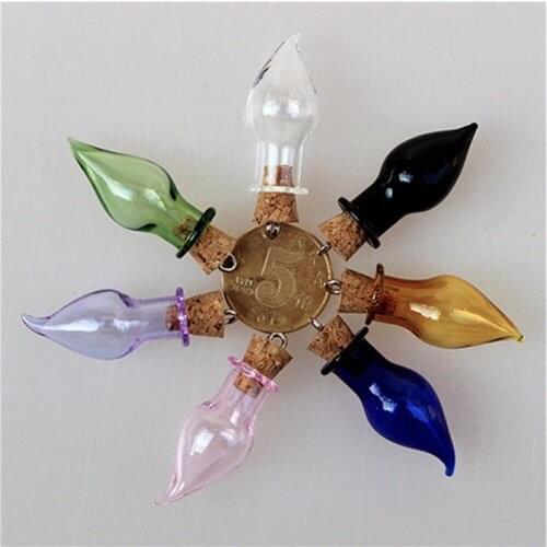 Cute Colour Bottles Metal Loop Mini Tiny Bottles Crafts Gift Pendants Diy Glass Jars Mix 7 Colors and 9 Shapes color Bottles