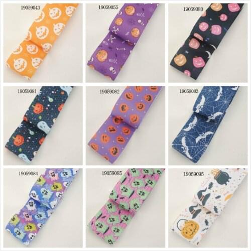 Cute Hallowmas Cartoon Printed 5 Yards Grosgrain/Satin Ribbon 25mm/38mm/50mm/75mm for DIY Bows Party Gift Hair Accessories