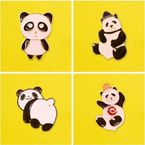 Cute Panda Pin Cartoon Badge On Clothes Brooches Metal Badges Enamel Pins For Backpack Set Lapel Pin Bag Badge Gifts Anime Icons