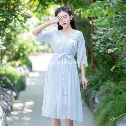 2021 hanfu dress for woman improved hanfu style ancient folk clothing han dynasty costumes folk dance cosplay stage costumes