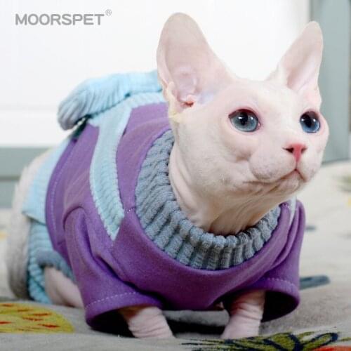 Fashion Cat Hoodie Thin Sphinx Cats Cloth Purple Cotton Pet Coat Lovely Kitten Vest For Small Dog Spring Hoodies