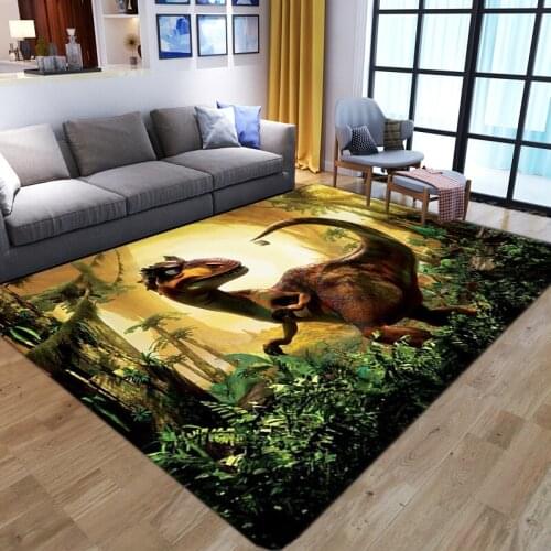 Cartoon Dinosaur Child Gamer Area Carpets for Living Room Bedroom Anti-slip Floor Mat Flannel Family Girls Room Decoration Rugs