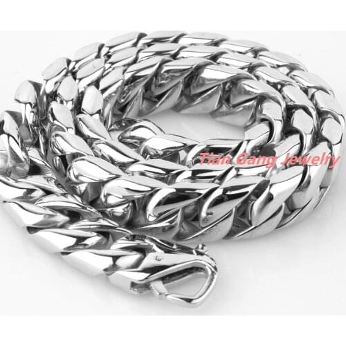 7-40" 15mm Huge Heavy Polished Jewelry 316L Stainless Steel Silver Color Curb Cuban Chain Mens Necklace Christmas Gift