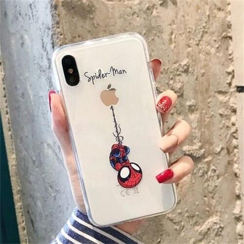 Marvel Spider Man Soft Transparent TPU Covers for IPhone 11 Pro MAX Catoon Print Phones Case IPhone 12 Pro Max Mini Cases Cover