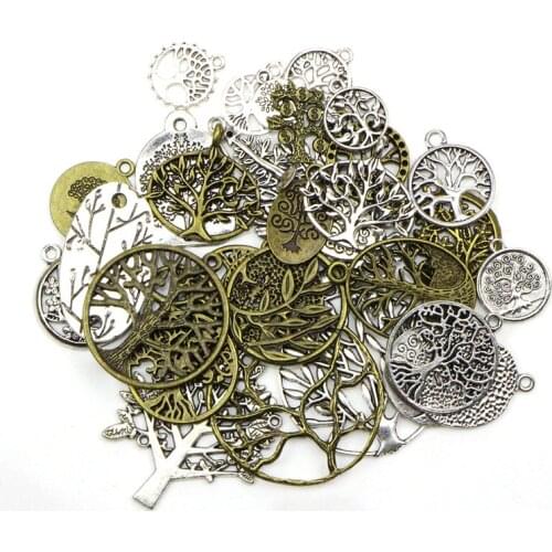 20pcs Retro Random Tree Of Life Charms Lot For Bracelet Necklace Metal Alloy Mix Floating Charms Pendants For Diy Jewelry Making