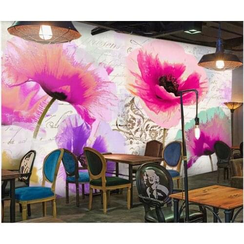 Custom photo mural 3d wallpaper Modern oil painting flowers English letters living room home decor wallpaper for walls 3 d