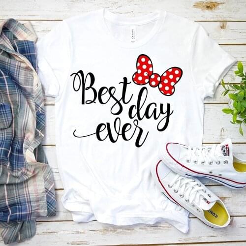 2020 New Summer Best Day Ever Minnie Micky Mouse Shirt Tumblr Graphic Hipster Matching T shirt Cute Holiday Tees