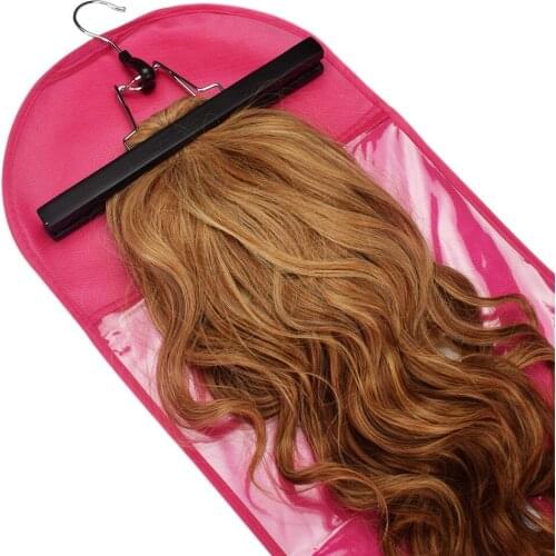 Hair Extensions Carrier Storage Non-woven Suit Case Bag Package with Wooden Hanger for Virgin Hair Weft & Clip in Hair Extension