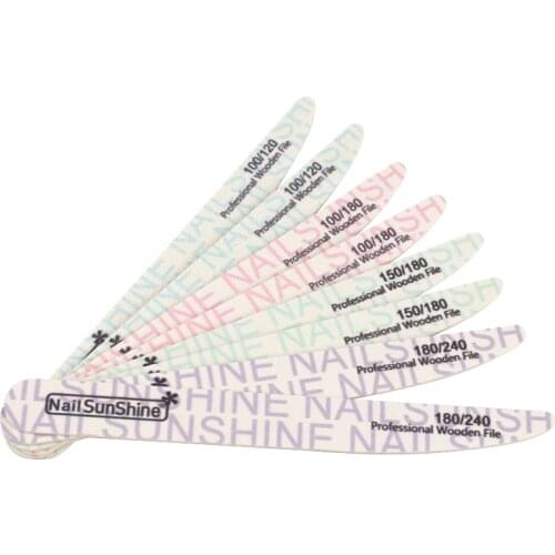 10pcs/lot Straight Wood Nail file 100/120/150/180/240 Nail Buffer For Manicure Nails Accessorie Strong Sanding Nail Art Files