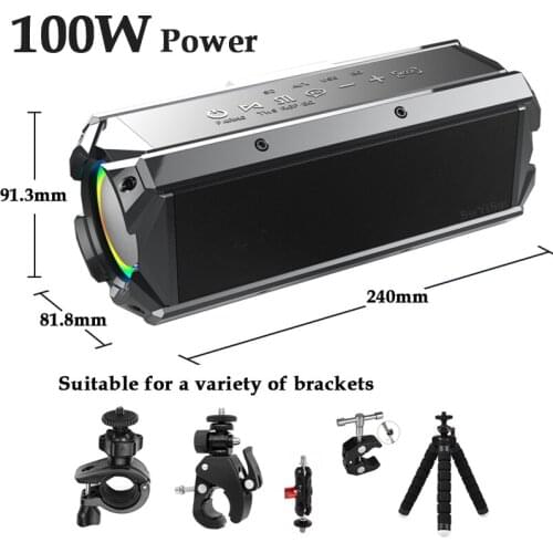 100W High-Power Bluetooth Speaker IPX5 Outdoor Portable Wireless Column Home Theater Subwoofer TWS Music Center with Power Bank