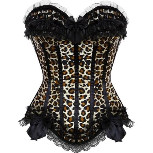 Sexy Lace Trim Bow Satin Corsets and Bustiers Victorian Overbust Corselet Lingerie Top Vintage Showgirl Body Shaper S-6XL