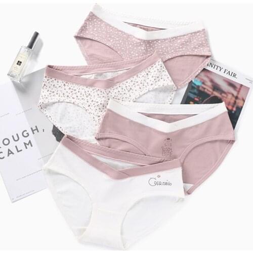 5544# 2 PcS/Bag Sexy Printed Cotton Maternity Panties Low Waist V Briefs for Pregnant Women Summer Pregnancy Underwear Lingerie