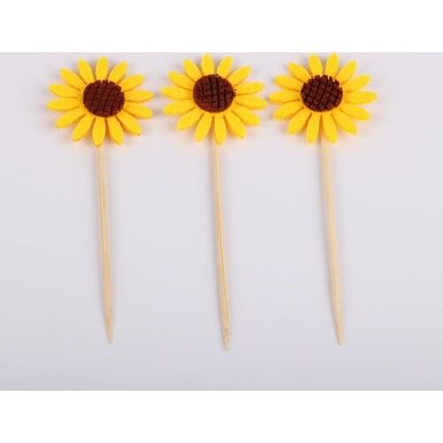 6pcs/lot Sunflower Cake Cupcake Toppers Picks Kids Birthday Party Decorations Party Supplies Favors Children Gifts