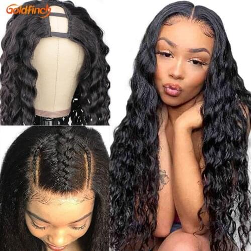 New Style Water Wave UPart Wig With Clips UPart Human Hair Wigs Indian Remy Hair U Part Wig Water Wave Cheap 8A Glueless Wigs
