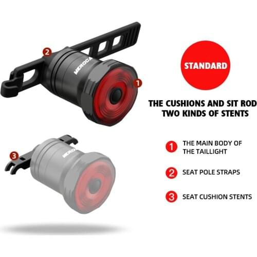 Bicycle Rear Lamp Braking Light Burglary Rechargable Flashlight Cycling Lights for MTB Seatpost Control USB Charge LED Lantern