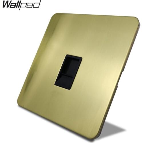 Wallpad Satin Gold H6 Single PC Internet Computer Port RJ45 Outlet Data Socket Brushed Brass Stainless Steel Panel