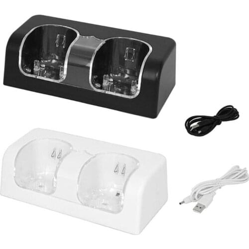 Charging Station Dual Charger Dock for Wii Remote Controller Gaming Handle Controller with LED Indicator USB Charging Cord