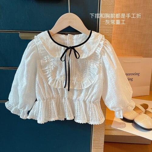 2021 korean style girls shirt fashion autumn full sleeve girls blouse kids clothes 1-7 years