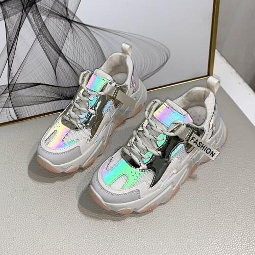 Womens Luminous Chunky Sneakers Thick Bottom Platform Vulcanize Shoes Fashion Breathable Walking Casual Shoes for Woman Female