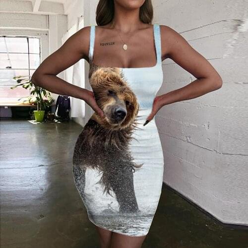 Giyu Brand Bear Dresses Women Animal Bodycon Dress Russia Sundress Ocean Ladies Dresses Womens Clothing Plus Size Vintage Boho