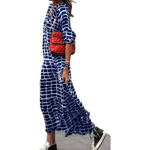 Spring and autumn leisure fashion print leopard V-neck 2021 comfortable swing Pullover loose waist long sleeve dress for women