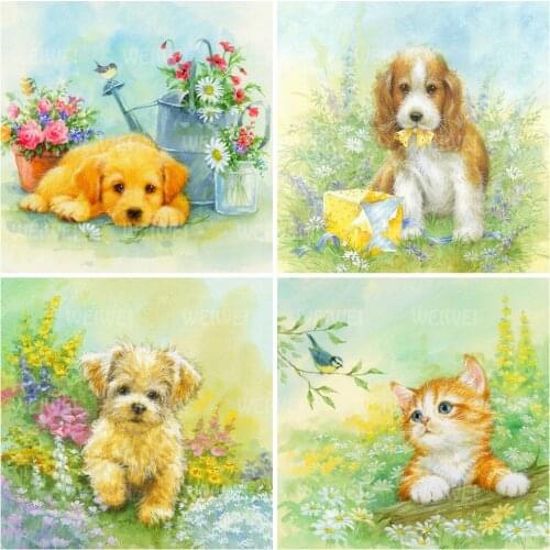 Animal Rhinestone Art Painting Cartoon Diamond Mosaic Cross Stitch Diamond Embroidery Dog Full Square Round Decorations For Home