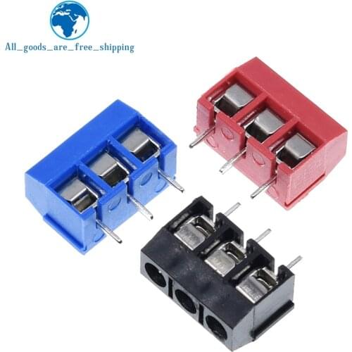 10PCS KF301- 3P screw 5.0mm terminal block 3 Pin Spliceable pcb terminal block Connector Black Red And Blue