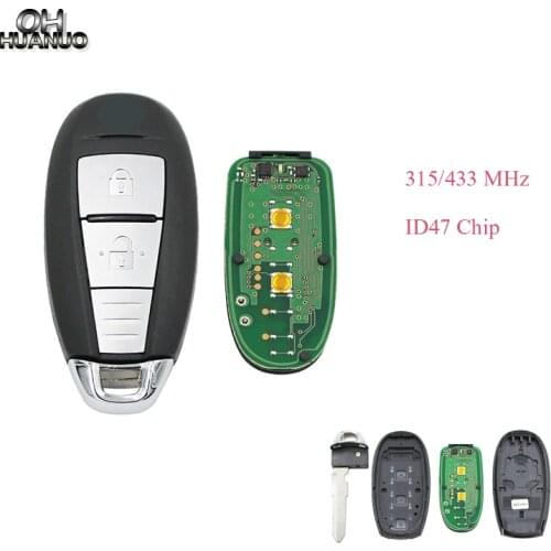 2 Button Smart Keyless Remote Key Fob For Suzuki SX4 5-CROSS VITARA SWIFT 433MHZ With ID47 Chip Uncut
