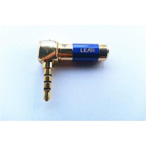 2pcs blue copper aduio Stereo 4 Pole 3.5mm Plug 90 degree Angled Jack Solder adapter