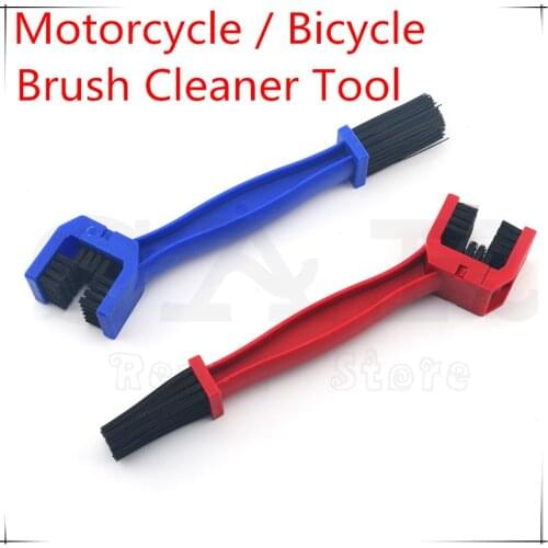 2pcs Motorcycle Chain Maintenance Cleaning Brush Cleaner Tool Chain brush-Red+Blue Good Quality Repair Tool