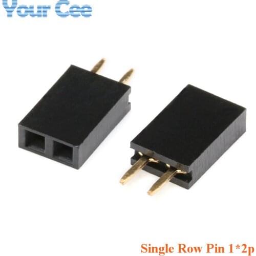 20 pcs 2P 2.54mm Female Header Single Row Straight Pin Socket 1*2 Strip Pitch Connector