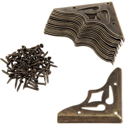 20Pcs Jewelry Gift Box Vintage Corner Cover Protectors Furniture Metal Craft Wood Box Corner Foot Case Corner Protector 35mm