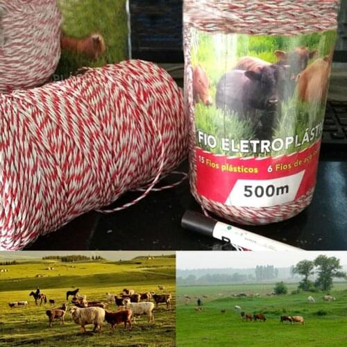500m Electric Portable Fencing Poly Wire Rope Farm Garden Animal Enclosure Tool