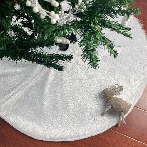 White Christmas Tree Skirt Plush Faux Fur Xmas Tree Carpet Merry Christmas Tree Decorations Ornament New Year Navidad Home Decor