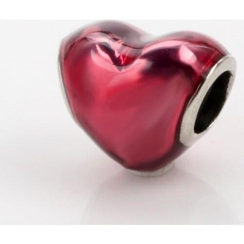 Bewill S925 Sterling Silver Epoxy Deep Love Bead Bracelet DIY Accessories Fit Original Bracelet Necklace DIY Jewelry