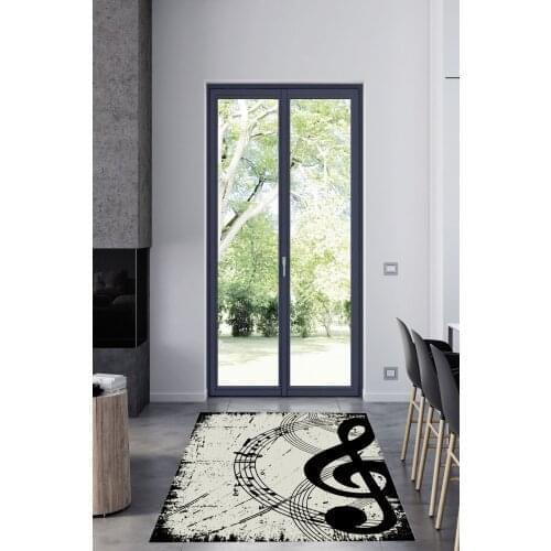 Black White Each Declaration carpet (Machine Washable Slip-Resistant Leather sole 140cm X 200cm) - CP507