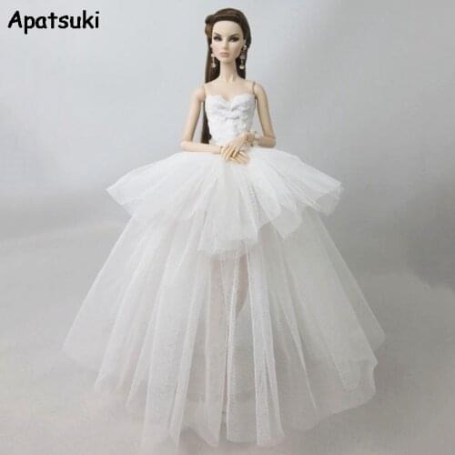 Pure White Fashion Doll Clothes For Barbie Doll Dress Multi-layer Wedding Dresses For 1/6 Dolls Accessories Outfits Toys