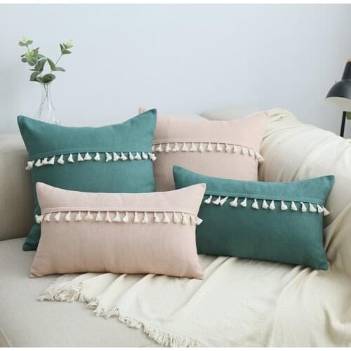 Cilected Solid Color Tassel Cushion Cover Soft Flannel Pillowcase Home Decorative Sofa Pillow Cushion Cover Funda Cojin 45X45Cm