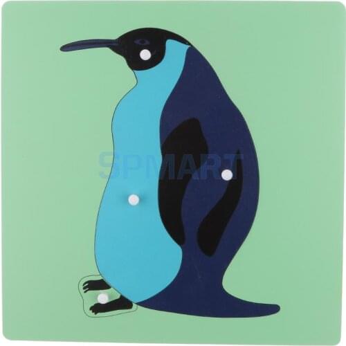 Montessori Wooden Animals Penguin Puzzle Panel Jigsaw - Developmental Kids Early Cogniton Brain Training Toy Xmas Gift