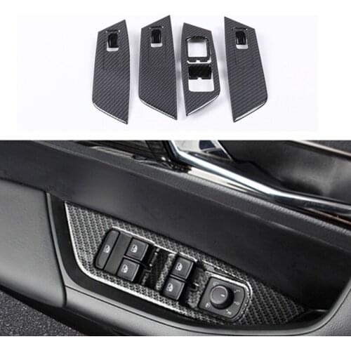 For Skoda Kodiaq 2017 2018 2019 2020 Carbon fiber black Window Armrest Switch Button Knob Panel ABS Trim
