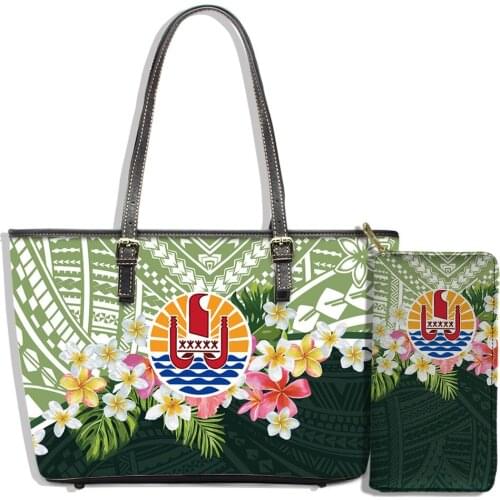 ELVISWORDS Luxury Women Brand Handbags&Purses Set Lady Shoulder Bags Polynesian Printed Top-Handle Bag Custom Casual Tote Wallet
