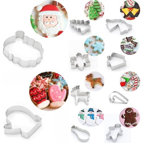 Stainless Steel Biscuit Mold Easter Cookie Cutter Baking Tool Xmas Theme Snowflake Santa Claus Gingerbread Man Cake Mould